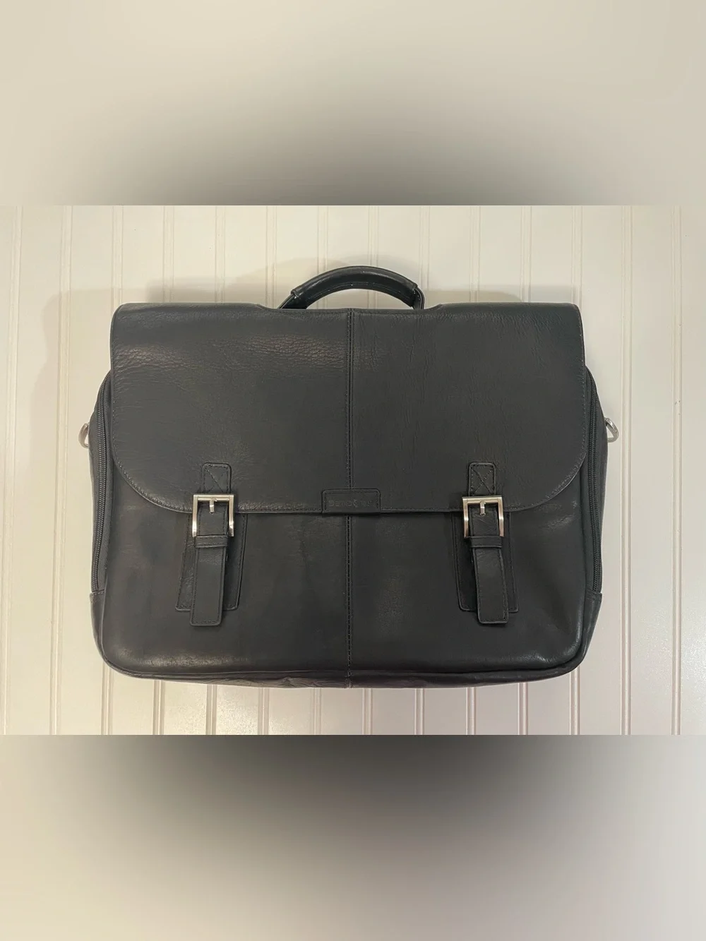 Samsonite Black Genuine Leather Laptop Briefcase Attache Messenger Bag